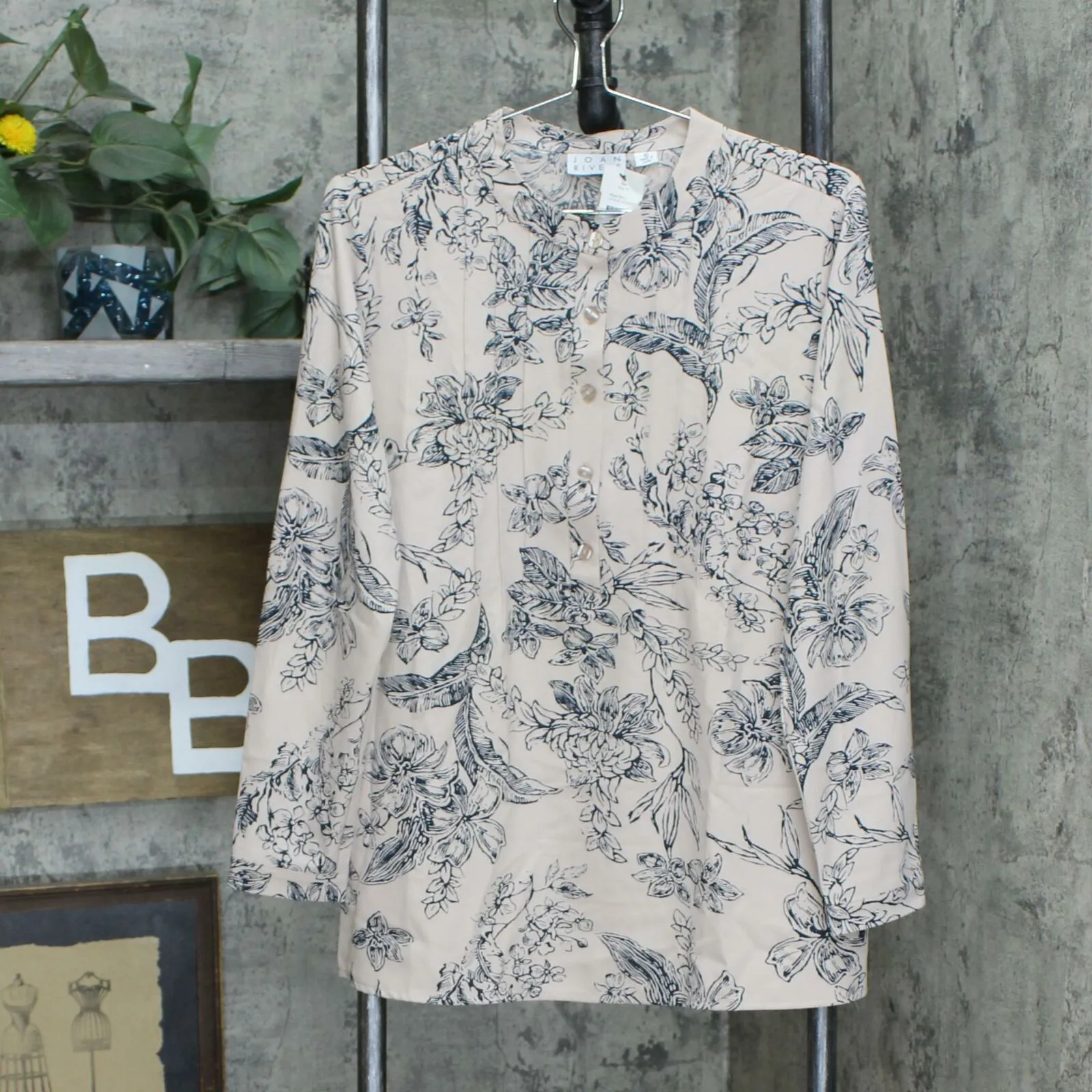 Joan Rivers Women's Floral Print Blouse With Pintuck Detail