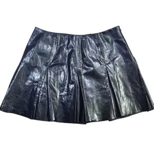 Joie 100% Leather Pleated Mini Skirt- Black- Size L