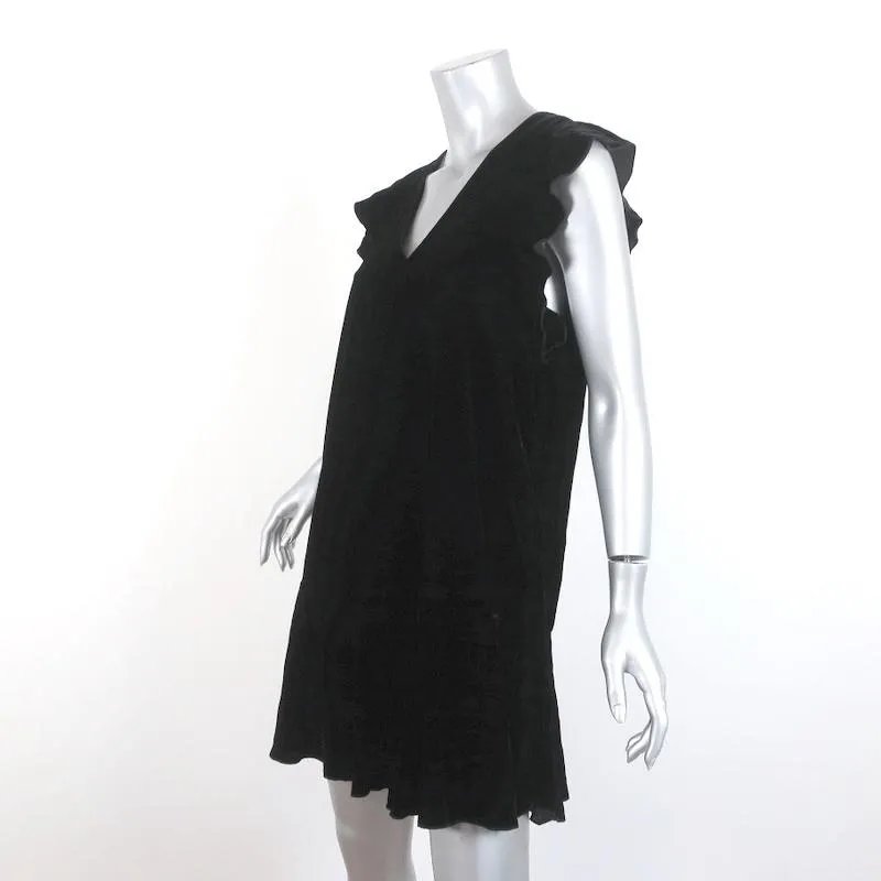 Joie Mini Dress Almarie Black Velvet Size Small Cap Sleeve V-Neck Shift