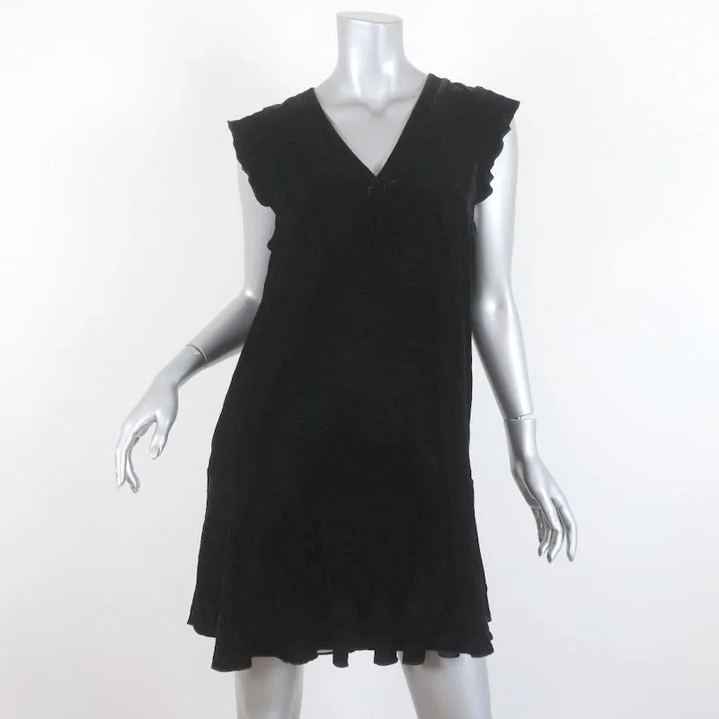 Joie Mini Dress Almarie Black Velvet Size Small Cap Sleeve V-Neck Shift