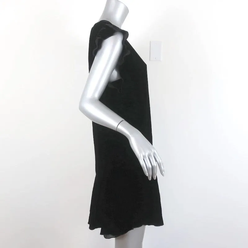 Joie Mini Dress Almarie Black Velvet Size Small Cap Sleeve V-Neck Shift