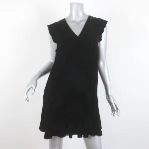 Joie Mini Dress Almarie Black Velvet Size Small Cap Sleeve V-Neck Shift