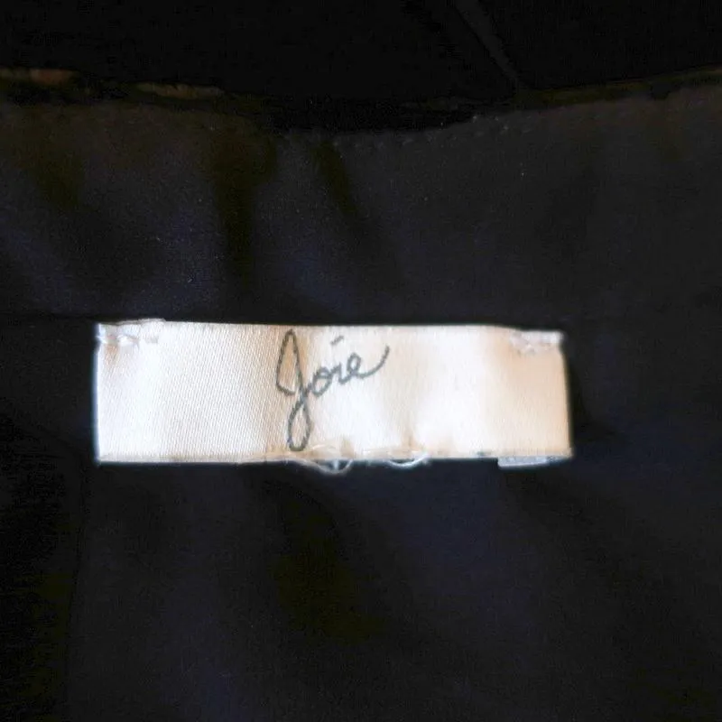 Joie Mini Dress Almarie Black Velvet Size Small Cap Sleeve V-Neck Shift