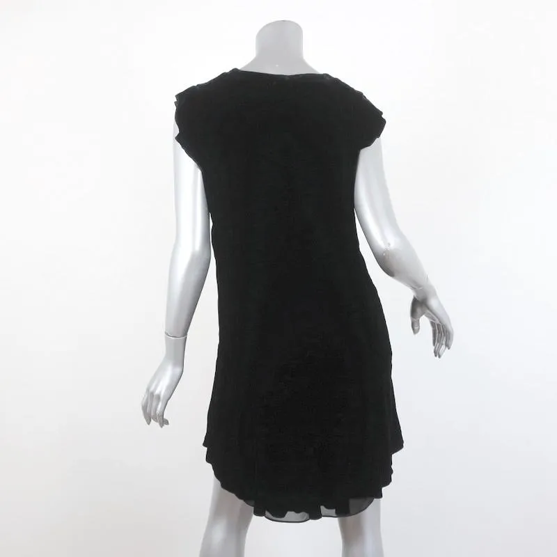 Joie Mini Dress Almarie Black Velvet Size Small Cap Sleeve V-Neck Shift