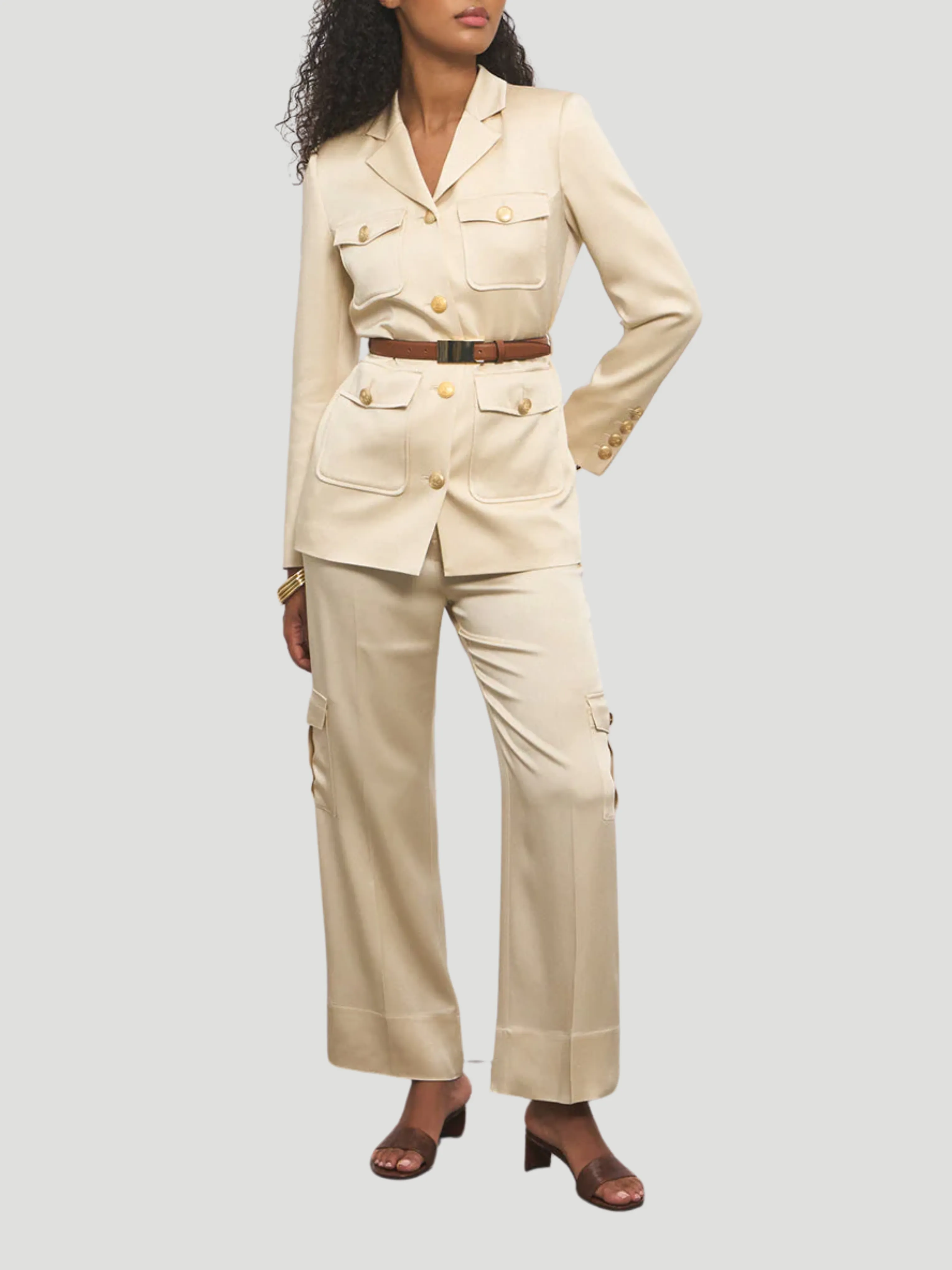June Sating Belted Blazer