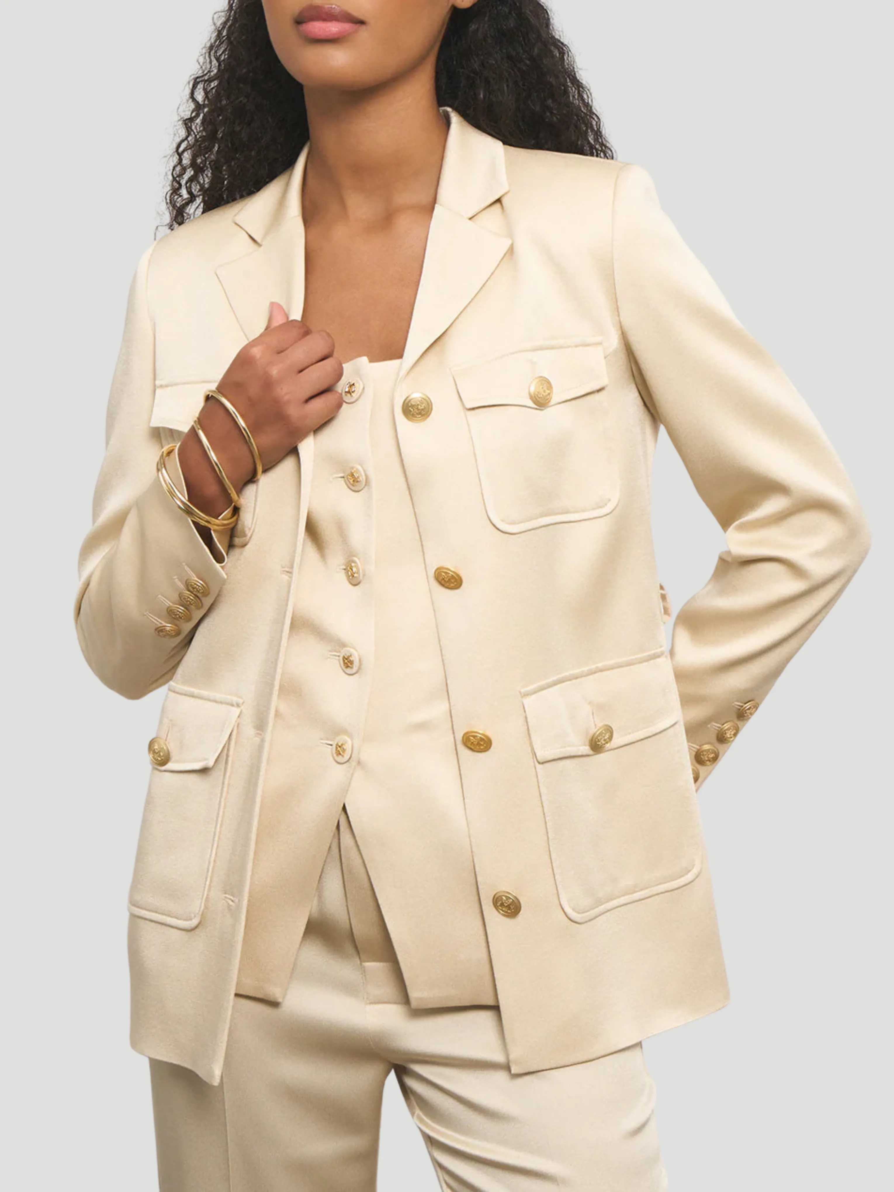 June Sating Belted Blazer