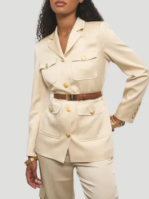 June Sating Belted Blazer