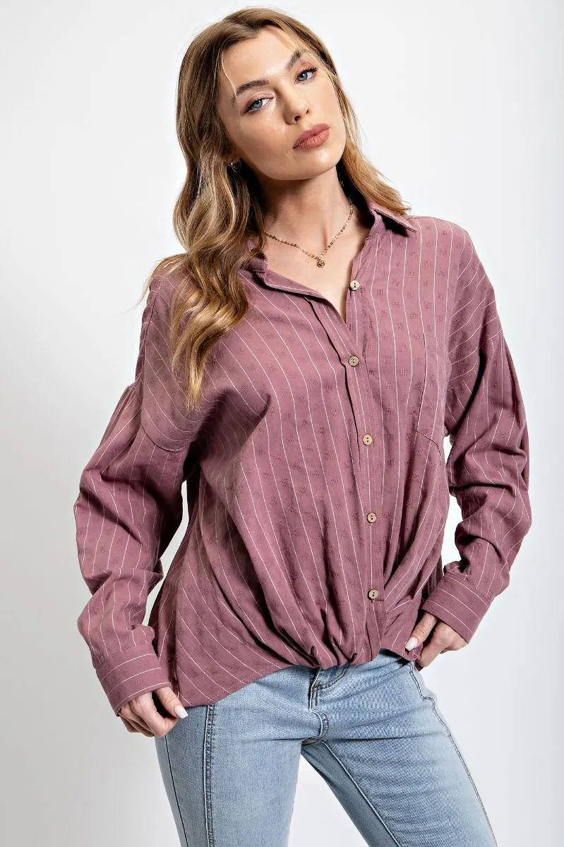 Kara Linen Stripe Button Down