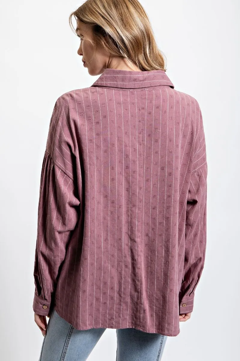 Kara Linen Stripe Button Down