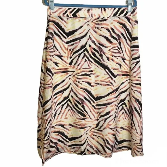 Kendall &amp; Kylie Pink Zebra Print Midi Skirt Size XL