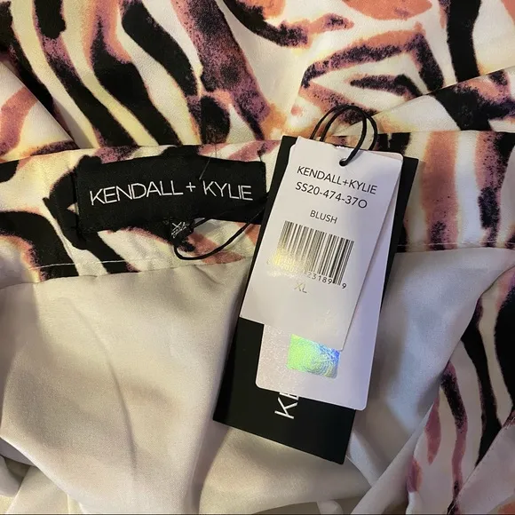 Kendall &amp; Kylie Pink Zebra Print Midi Skirt Size XL