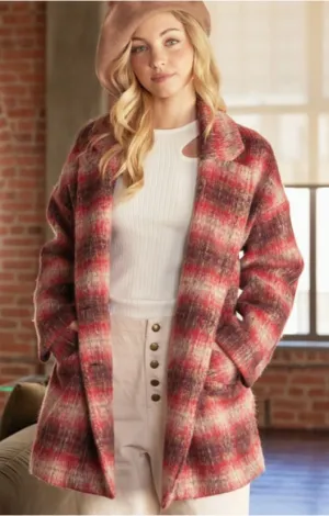 Kenzie Double Breasted Brushed Plaid Shacket