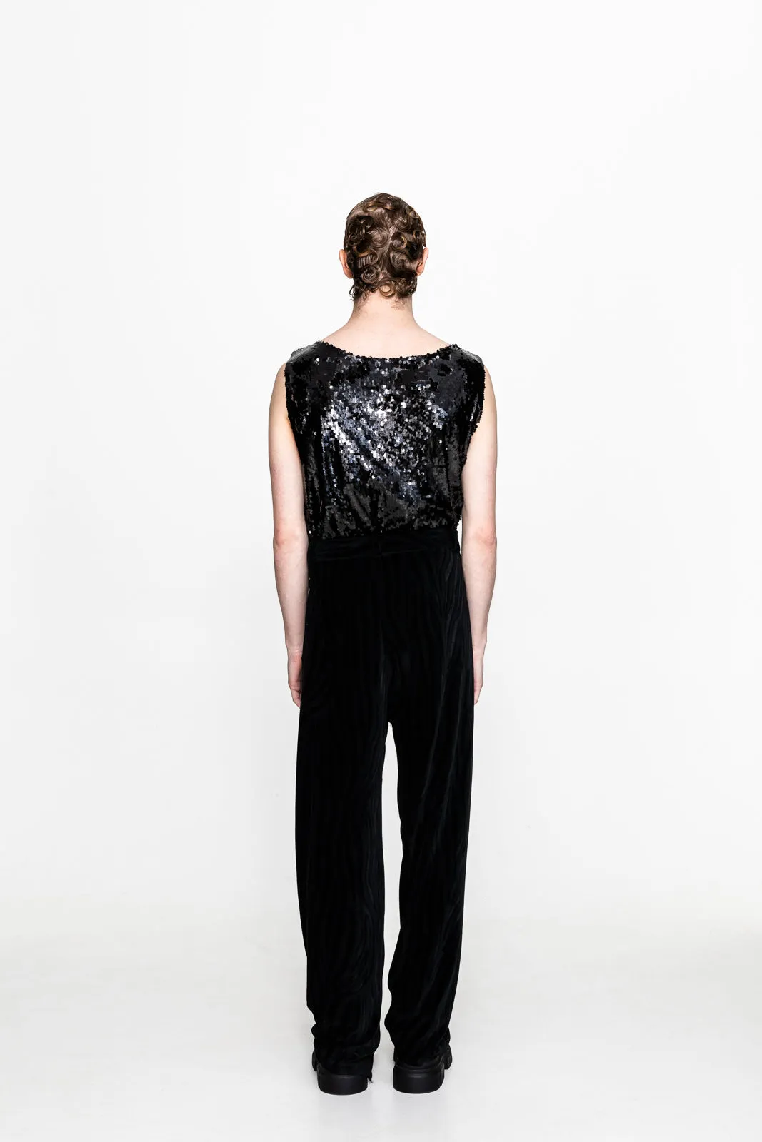 Kiss Sequined Tank Top Black