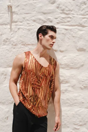 Kiss Sequined Tank Top Copper