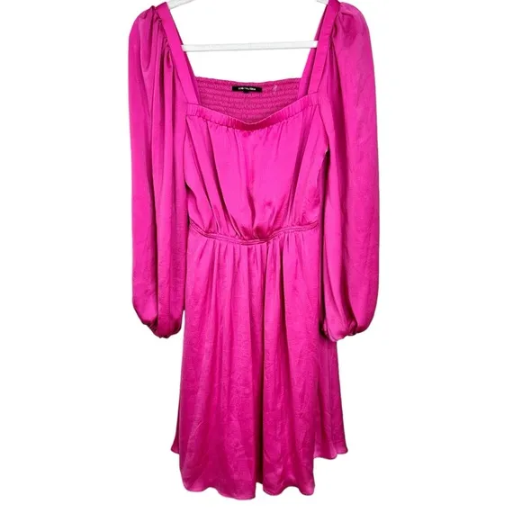 Kobi Halperin NEW Stavy Pleated Smocked Square Neck Dress Pink Medium