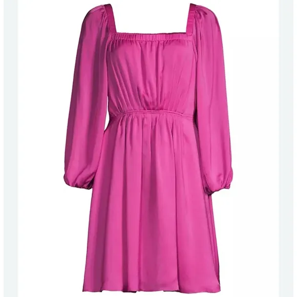 Kobi Halperin NEW Stavy Pleated Smocked Square Neck Dress Pink Medium