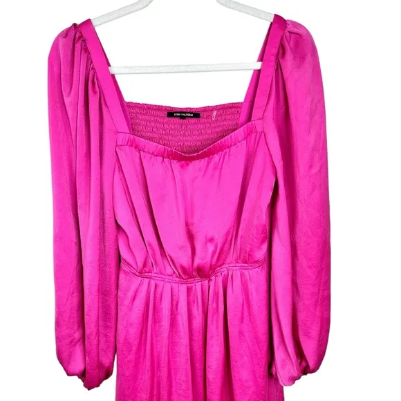 Kobi Halperin NEW Stavy Pleated Smocked Square Neck Dress Pink Medium