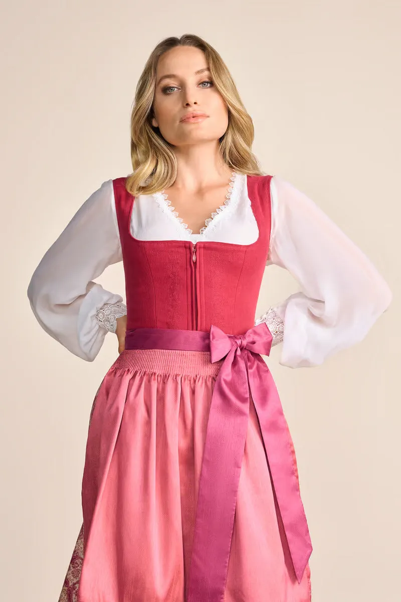 Kruger Midi Dirndl 2pcs. 60cm "Flaminia" berry (36,40,42)
