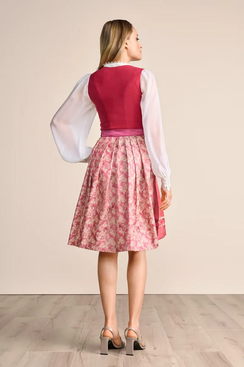 Kruger Midi Dirndl 2pcs. 60cm "Flaminia" berry (36,40,42)