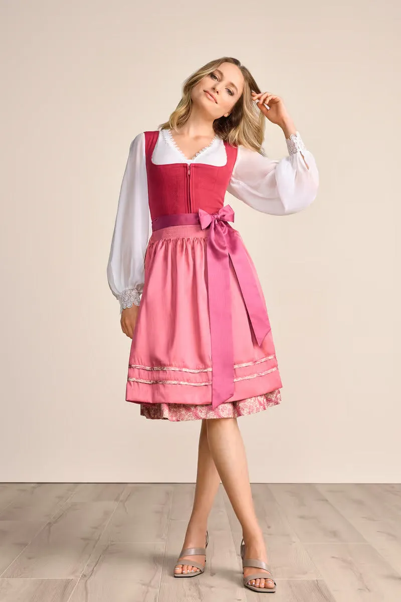 Kruger Midi Dirndl 2pcs. 60cm "Flaminia" berry (36,40,42)