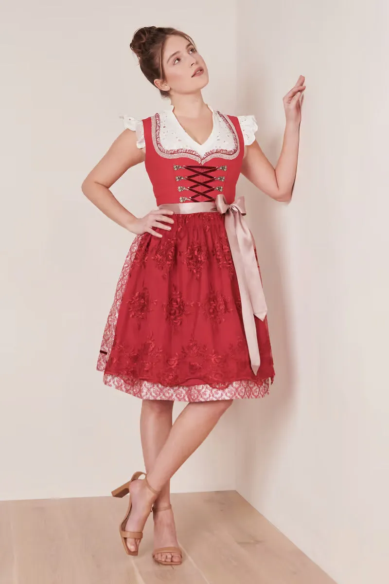Kruger Midi Dirndl 2pcs. 60cm "Nakita" red