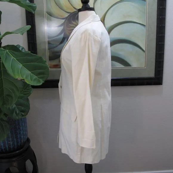 L SPACE Cream Linen Double Breasted Blazer NWT