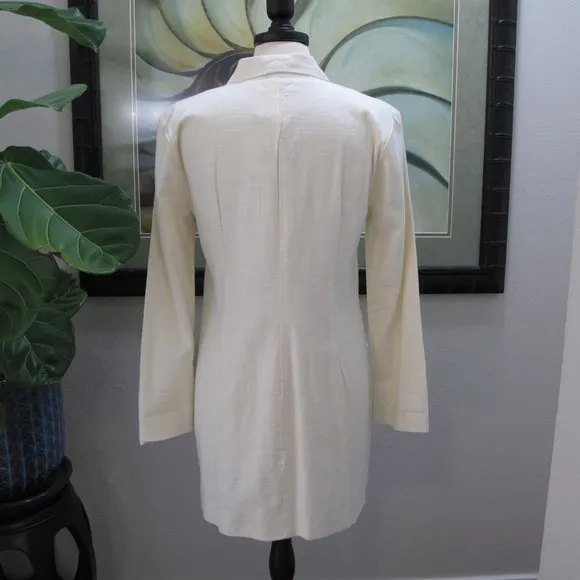 L SPACE Cream Linen Double Breasted Blazer NWT