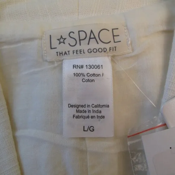 L SPACE Cream Linen Double Breasted Blazer NWT