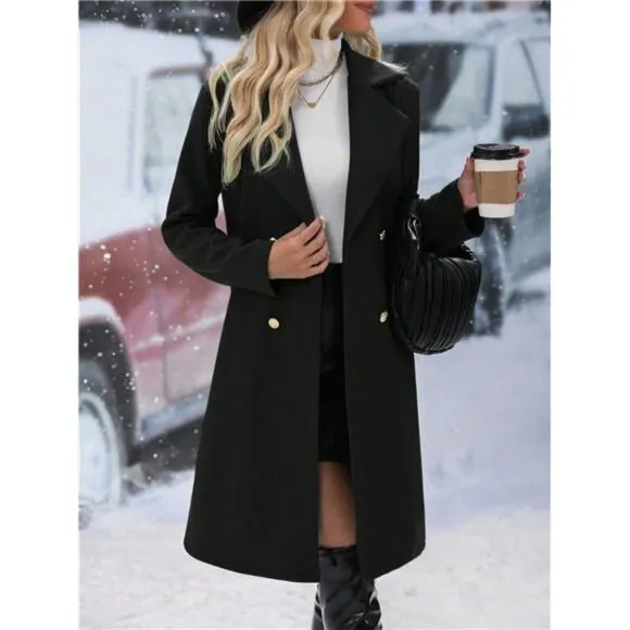 Lapel Neck Double Breasted Overcoat