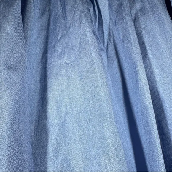 Lauren Ralph Lauren 100% Silk Blue Pleated A Line Midi Skirt Size 4