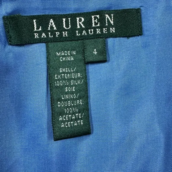 Lauren Ralph Lauren 100% Silk Blue Pleated A Line Midi Skirt Size 4