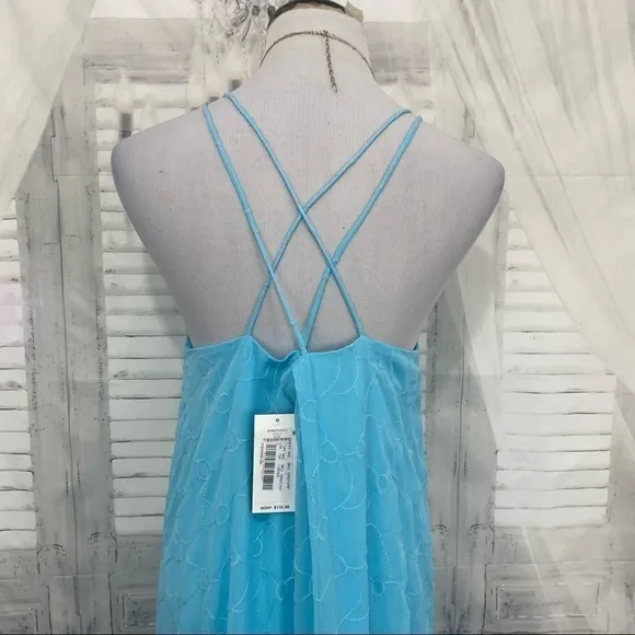 Lauren Ralph Lauren Light Blue Eyelet Sleeveless Shift Dress Pullover High Low