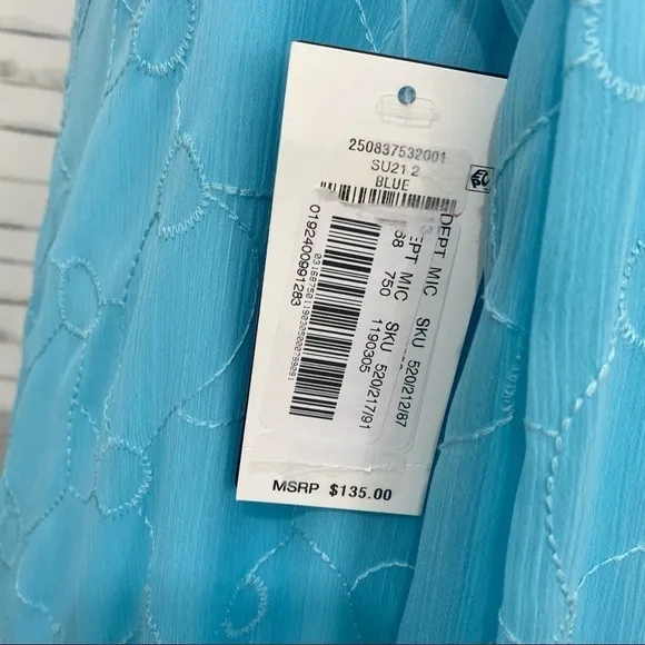 Lauren Ralph Lauren Light Blue Eyelet Sleeveless Shift Dress Pullover High Low