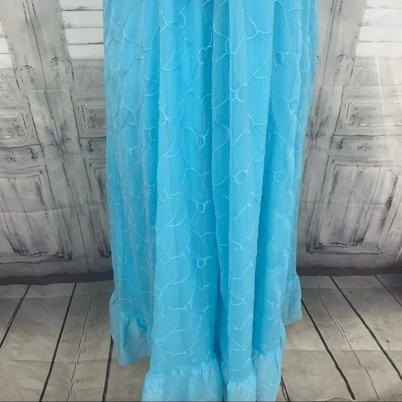 Lauren Ralph Lauren Light Blue Eyelet Sleeveless Shift Dress Pullover High Low