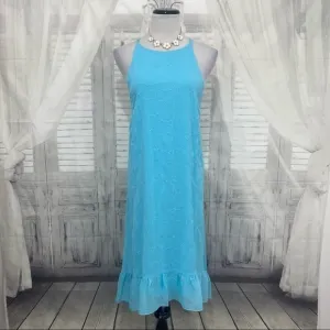 Lauren Ralph Lauren Light Blue Eyelet Sleeveless Shift Dress Pullover High Low