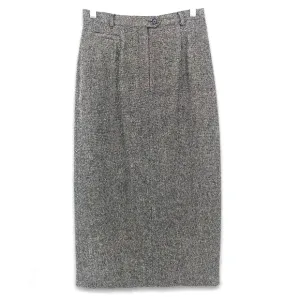 Lauren Ralph Lauren Midi Skirt Wool Fabric Back Slit Houndstooth Gray/Black 10P