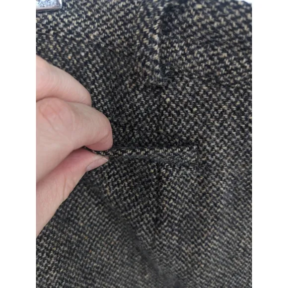 Lauren Ralph Lauren Midi Skirt Wool Fabric Back Slit Houndstooth Gray/Black 10P