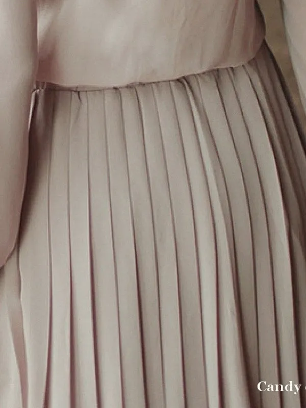 lavender pleated chiffon bow dress
