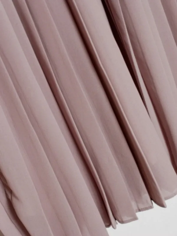 lavender pleated chiffon bow dress