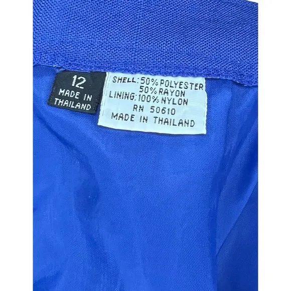 LE SUIT Paris  New York   Women's Blazer/Skirt 2 Pc set Blue Size 12 Long Sleeve