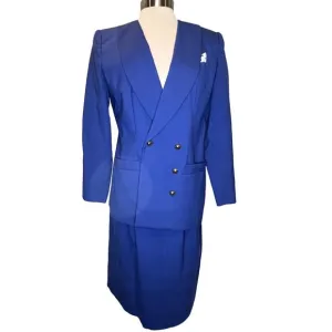 LE SUIT Paris  New York   Women's Blazer/Skirt 2 Pc set Blue Size 12 Long Sleeve
