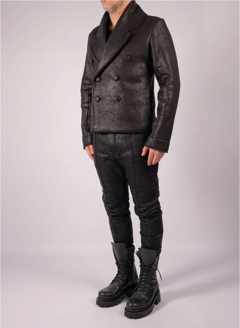Leather Effect Double Breasted Jacket
