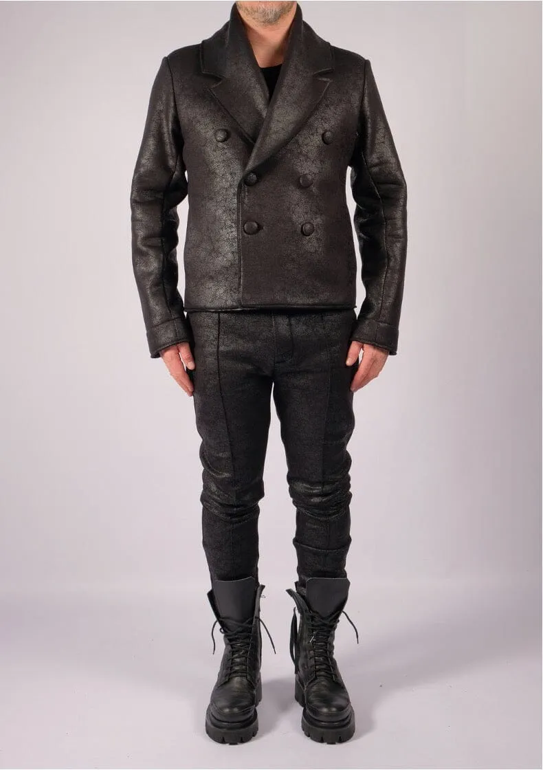 Leather Effect Double Breasted Jacket