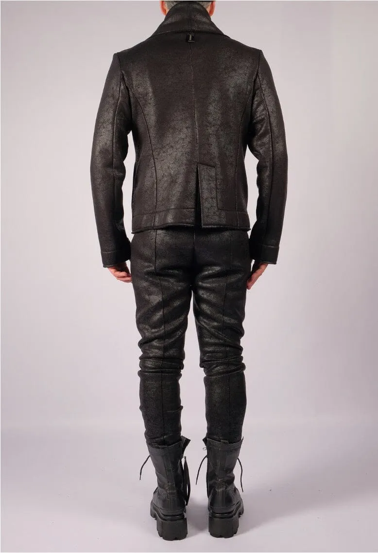 Leather Effect Double Breasted Jacket