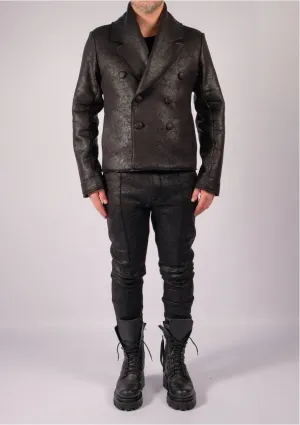 Leather Effect Double Breasted Jacket