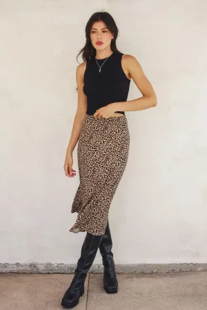 LEOPARD ANIMAL PRINT MIDI SKIRT