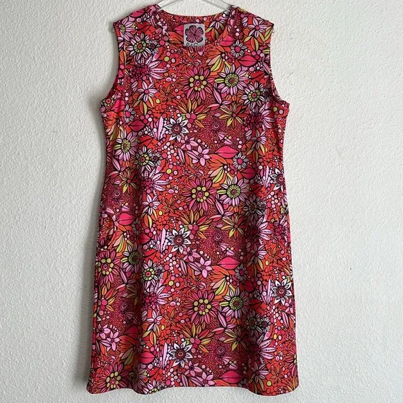 Lesley Evers Floral Retro Shift Dress with Pockets