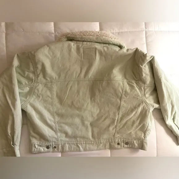 Levi's Corduroy Trucker Sherpa Jacket Baby Baggy Meadow Mist Green Mint L NWT