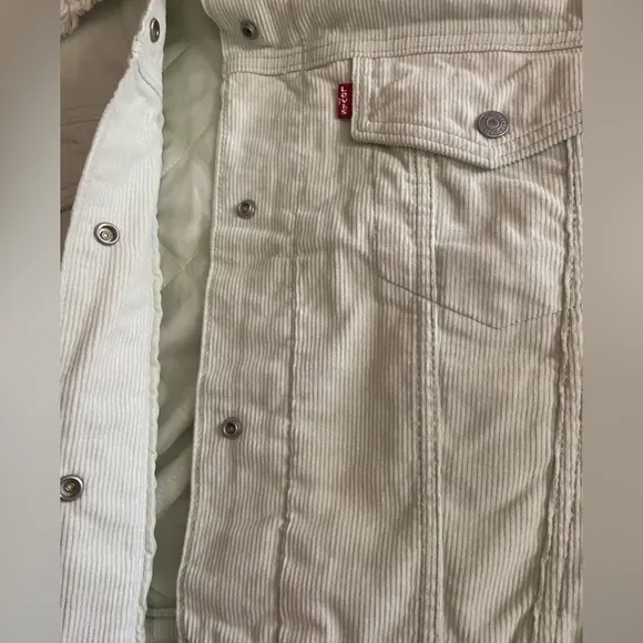 Levi's Corduroy Trucker Sherpa Jacket Baby Baggy Meadow Mist Green Mint L NWT