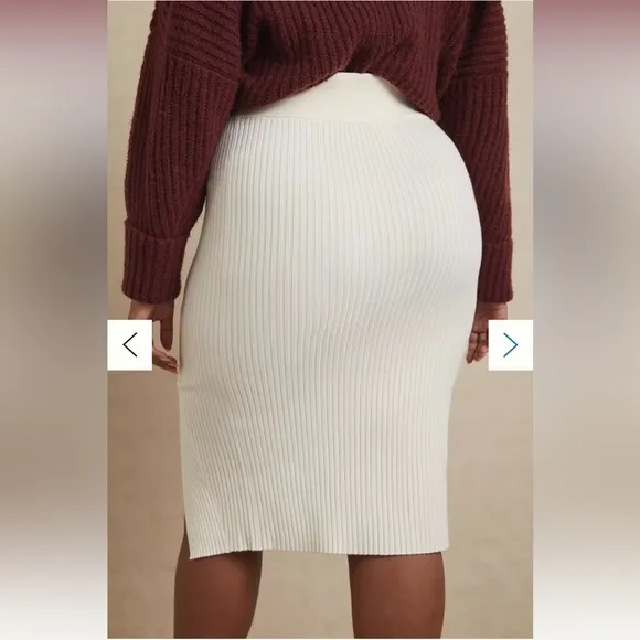 Like New Anthropologie Maeve Cable Knit Twist Midi Skirt in Ivory